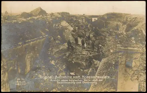 Original-Aufnahme Kriegsschauplatz Belgisches Forts  Beschiessung 1914