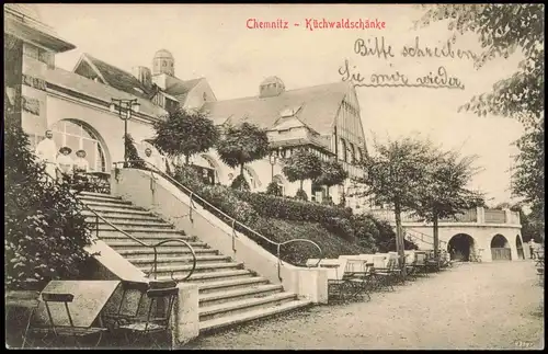 Ansichtskarte Chemnitz Küchwaldschänke Gasthaus Außenansicht 1915    Feldpost