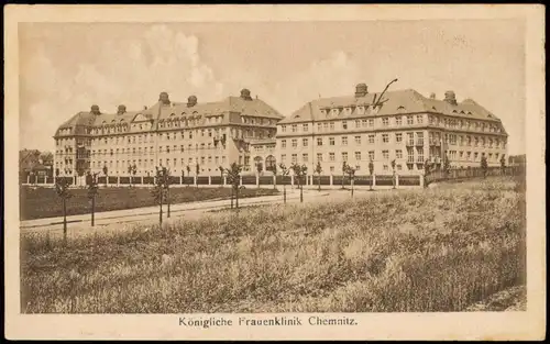 Chemnitz Stadtteilansicht Königliche Frauenklinik (Klinik, Krankenhaus) 1910