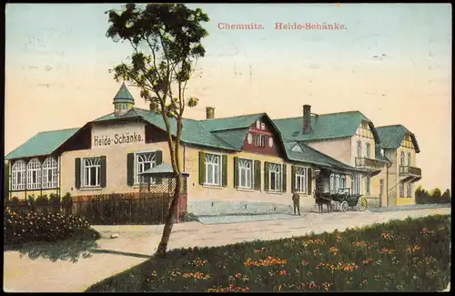 Chemnitz Heide Schänke, Gasthaus Etablissement Außenansicht 1913