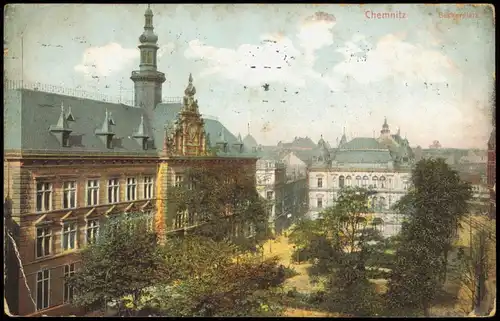 Ansichtskarte Chemnitz Gebäude-Ansichten Beckerplatz 1912