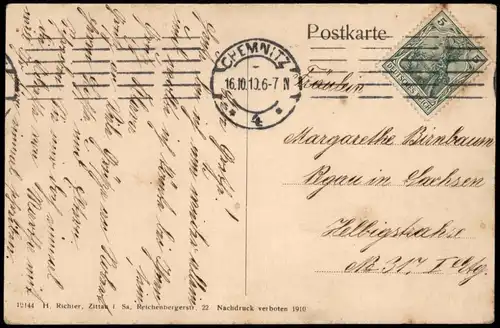 Chemnitz Panorama-Ansicht mit Rosarium und Aussichtsturm zum Wind 1910