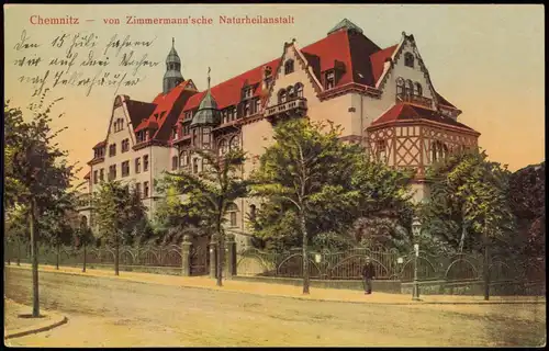 Ansichtskarte Chemnitz Straßen Partie Zimmermann'sche Naturheilanstalt 1934