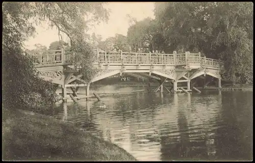 Ansichtskarte Chemnitz Schloßteich Insel-Brücke 1910/1908
