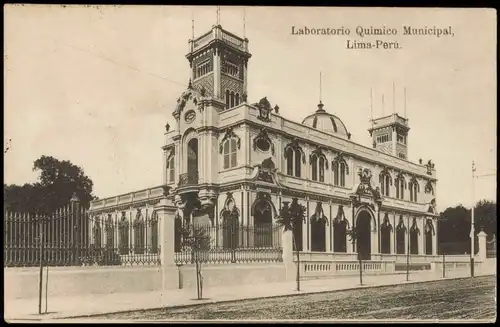 Postcard Lima Laboratorio Quimico Municipal Peru 1911