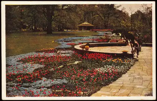 Ansichtskarte Dresden Eichwiese mit Blumenplan REICHSGARTENSCHAU 1936
