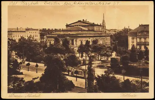 Ansichtskarte Dresden Tram und Strassen Partie am Hoftheater 1927