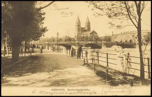 Ansichtskarte München Partie an der Reichenbachbrücke 1907