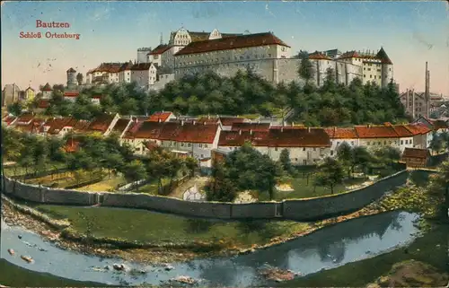 Ansichtskarte Bautzen Budyšin Gesamtansicht Schloss Ortenburg (Castle) 1924