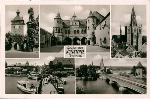 Ansichtskarte Konstanz Mehrbildkarte mit Ortsansichten 1953   Bahnpost