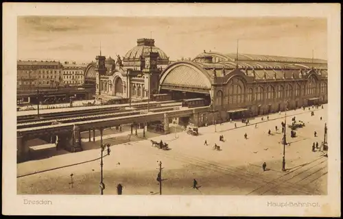 Seevorstadt-Dresden Hauptbahnhof Bahnhof Vorplatz aus d. Vogelschau 1910