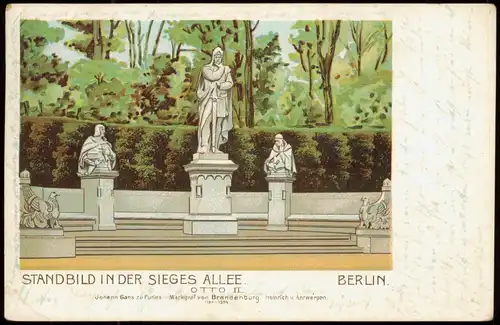 Ansichtskarte Tiergarten-Berlin STANDBILD IN DER SIEGES ALLEE 1902