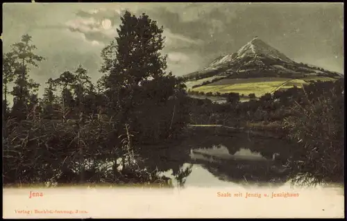 Ansichtskarte Jena   Saale mit Jenzig u. Jenzighaus bei Mondschein 1906