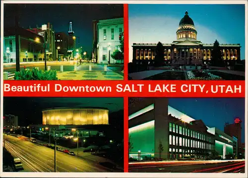 Postcard Salt Lake City Beautiful Downtown, City Views, UTAH 1980
