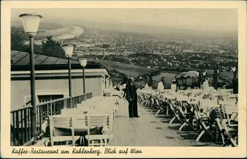 Döbling-Wien Fotokunst Kaffee-Restaucant am Kahlenbecg. Blick auf Wien 1939