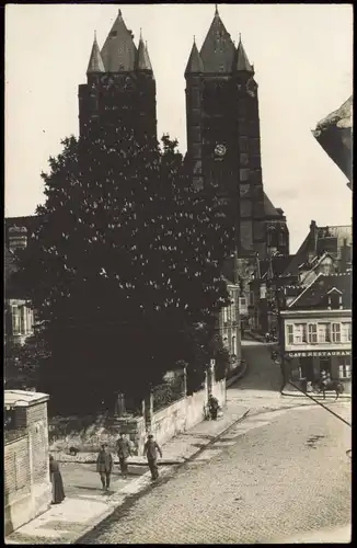 CPA Noyon Straße, Cafe, Kathedrale 1917 Privatfotokarte