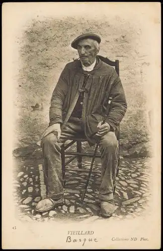 CPA .Frankreich Typen, Trachten AK VIEILLARD Basque Baske 1909