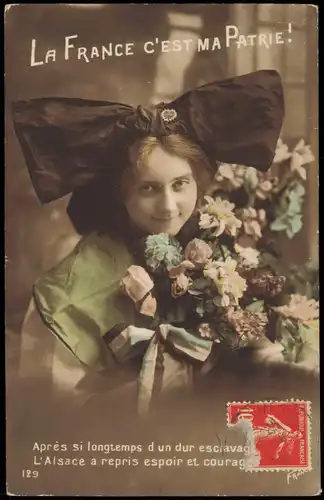 .Frankreich Patriotika Frankreich LA FRANCE C'EST MA PATRIE! Mädchen 1918