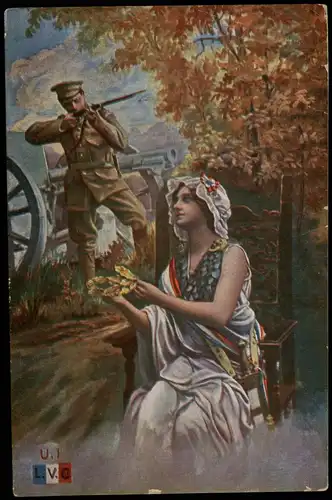 .Frankreich Schöne Frau Soldat Patrie France Militaria Künstlerkarte 1915