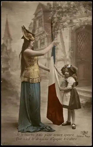 .Frankreich Patriotika Frankreich Patrie France Frau und Kind mit Fahne 1916