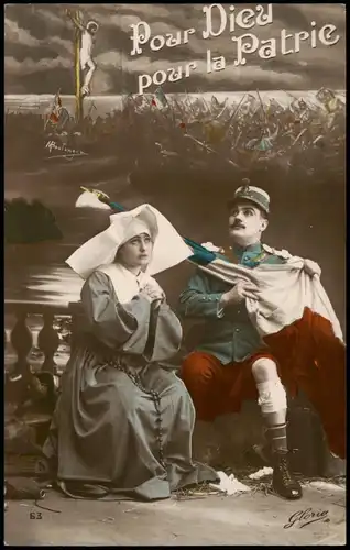 .Frankreich Patriotika Frankreich France Pour Dieu pour la Patrie 1915