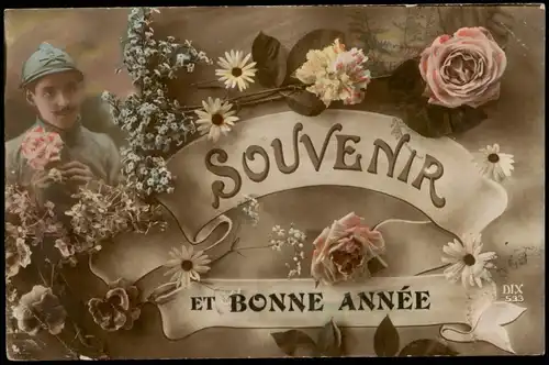 Ansichtskarte  Neujahr Sylvester New Year Bonne anne France Soldat 1915