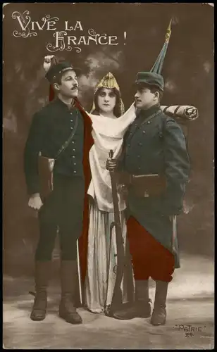 .Frankreich Patriotika Frankreich VIVE LA FRANCE! Frau Soldaten Patrie 1915