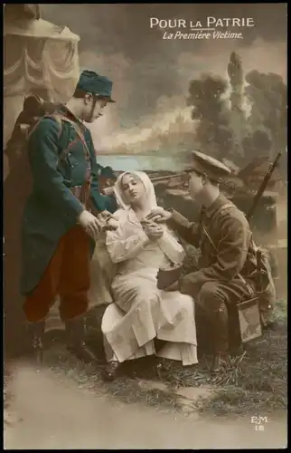 Patriotika Frankreich Patrie La Premiere Victime Fotokunst France 1915