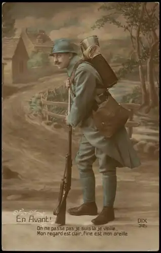 .Frankreich Patriotika Frankreich France Patrie En Avant Soldat 1916