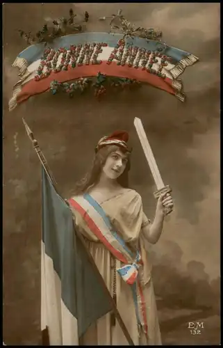 .Frankreich Bonne anne Frau Schwert Patriotika France Frankreich 1916