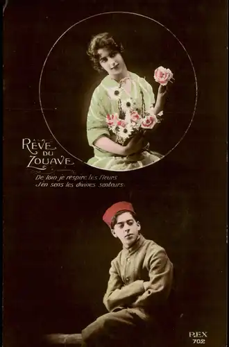 CPA .Frankreich Patriotika France Soldat u. Frau 1921