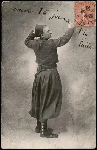 .Frankreich Patriotika Frankreich France Soldat schreibt an die Wand 1908