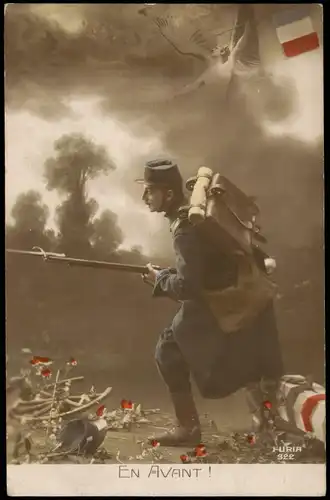 CPA .Frankreich Patriotika Frankreich France Soldat EN AVANT ! 1917