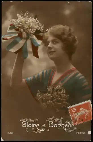 .Frankreich Patriotika Frankreich France Frau Gloire et Bonheur 1916