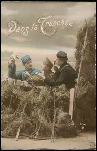 .Frankreich Patriotika Frankreich France Fotokunst Dans la Tranchee Militär 1916