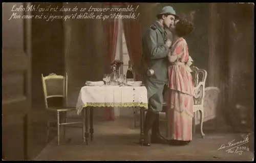 CPA .Frankreich Patriotika Frankreich France Liebe Soldat Frau 1922