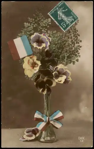 .Frankreich Patriotika Frankreich France Vase Stiefmütterchen 1916
