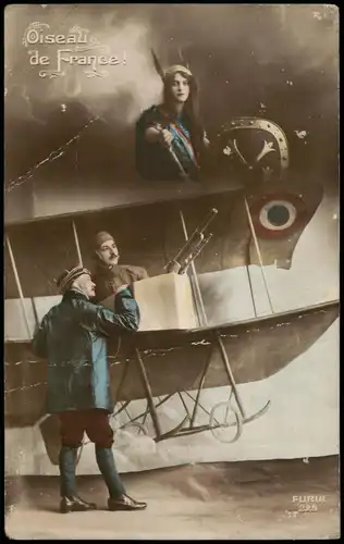 CPA .Frankreich Patriotika Frankreich Flugzeug Oiseau de France 1916