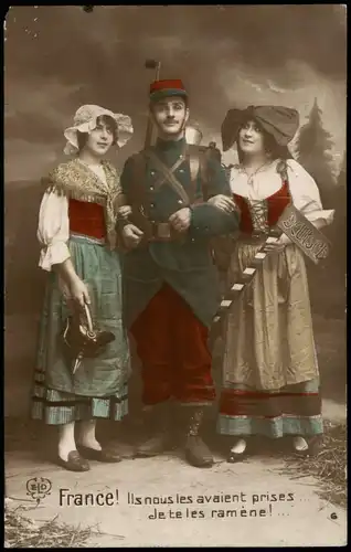.Frankreich Patriotika Frankreich France Soldat Frauen Militaria 1916