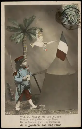 Patriotika Frankreich France Kind als Soldat in Afrika Militaria 1916