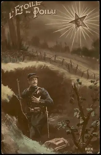 .Frankreich Patriotika Frankreich France Soldat Frau im Stern 1915