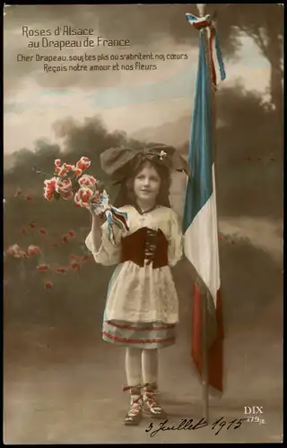 Patriotika Frankreich Patriotic Roses d'Alsace au Drapeau de France 1915