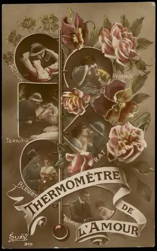 .Frankreich Patriotika Frankreich France THERMOMETRE DE L´Amour 1915