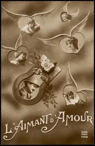 Ansichtskarte  Liebe Liebespaare - Love L´AIMANT D´AMOUR 1915