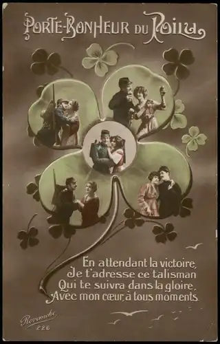 Ansichtskarte  Liebe Liebespaare - Love France Kleeblatt 1916