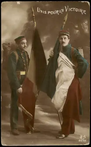 .Frankreich Patriotika France Soldaten Militär UNIS POUR LA VICTOIRE 1915