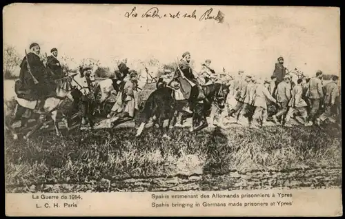 Ypern Ieper / Ypres WK1 Spahis bringing in Germans made prisoners at Ypres 1919
