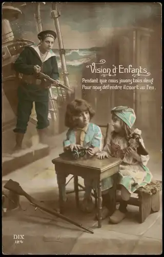 Frankreich Patriotika France Marine Vision d'Enfants Fotokunst 1915   Feldpost