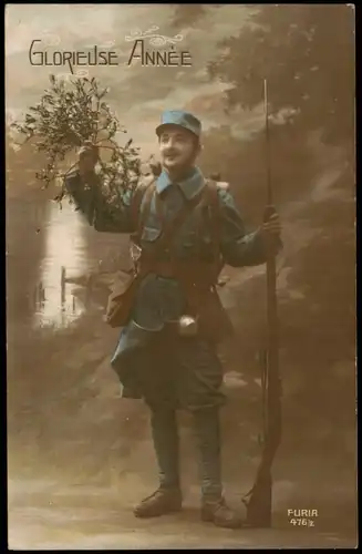 .Frankreich Patriotika France Soldat Fotokunst GLORIEUSE ANNÉE 1915