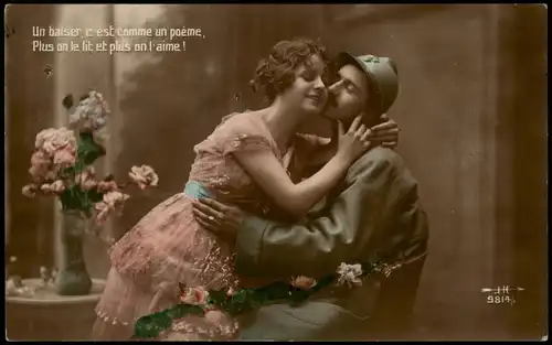 .Frankreich Patriotika France Liebe Amour Un baiser, c'est comme u  1915
